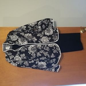 Alfred Dunner quilted jacket with black slacks size 12P.